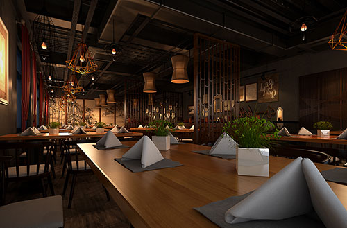 铁山简约大气中式风格餐厅设计装修效果图